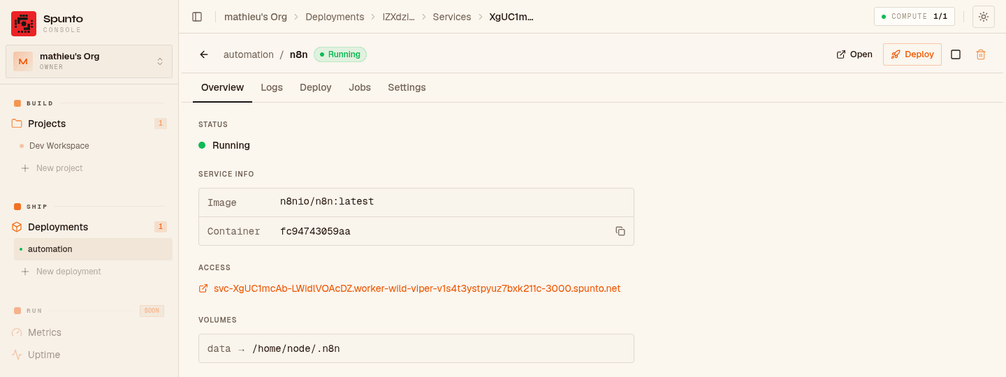 How to self-host n8n with Spunto